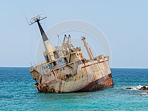 Edro III Shipwreck off the coast of Cyprus on a hot and sunny summer afternoon