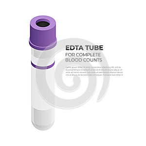 EDTA tube vacutainer for complete blood counts in isometric design, vector illustration isolated on white background
