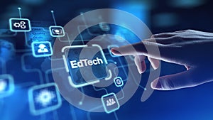 EdTech Educational Technology Enhancing Learning Through Digital Tools, projection on a virtual screen, Business and Technology
