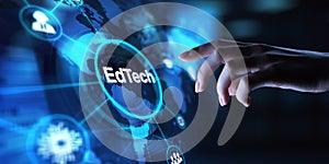 EdTech Educational Technology Enhancing Learning Through Digital Tools, projection on a virtual screen, Business and Technology