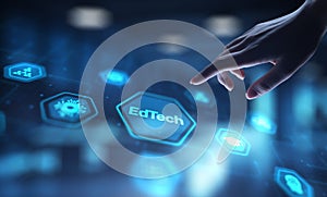 EdTech Educational Technology Enhancing Learning Through Digital Tools, projection on a virtual screen, Business and Technology