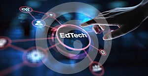 EdTech Educational Technology Enhancing Learning Through Digital Tools, projection on a virtual screen, Business and Technology