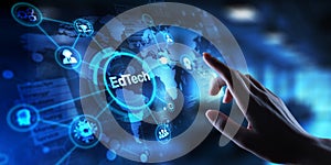 EdTech Educational Technology Enhancing Learning Through Digital Tools, projection on a virtual screen, Business and Technology