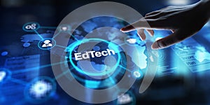 EdTech Educational Technology Enhancing Learning Through Digital Tools, projection on a virtual screen, Business and Technology