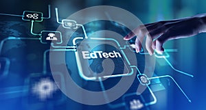 EdTech Educational Technology Enhancing Learning Through Digital Tools, projection on a virtual screen, Business and Technology
