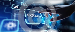 EdTech Educational Technology Enhancing Learning Through Digital Tools, projection on a virtual screen, Business and Technology