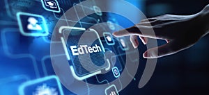 EdTech Educational Technology Enhancing Learning Through Digital Tools, projection on a virtual screen, Business and Technology