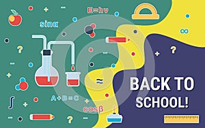 Back to school, education flat design style vector concept illustration