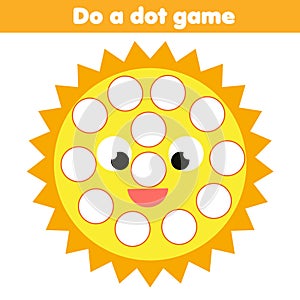 Eduational game for children. Do a dot for kids and toddlers with sun