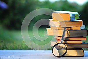 Educaion back school book stack page outdoor