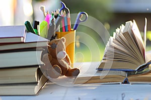 Educaion book stack page outdoor