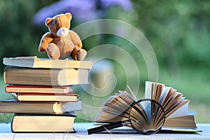 Educaion book stack page outdoor