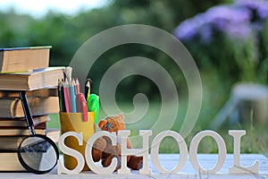 Educaion book stack page outdoor