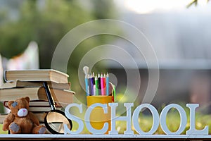 Educaion book stack page outdoor