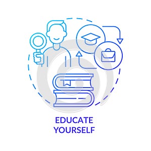 Educate yourself blue gradient concept icon