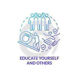 Educate yourself and others blue gradient concept icon