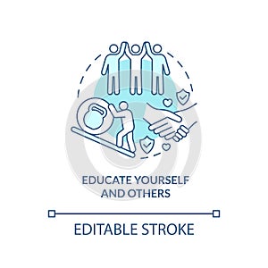 Educate yourself and others turquoise concept icon