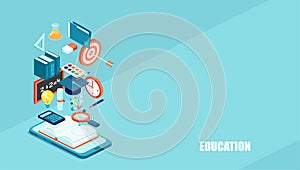 Education 3d isometric web icons