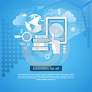 Education For All Template Web Banner With Copy Space Learn Online Concept