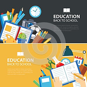 Education and back to school banner concept flat design