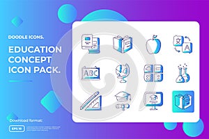 education and back to school concept icon. learning and training class doodle sign symbol. Gradient fill line sign symbol vector