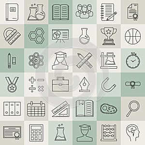 Education and back to school line icons set.