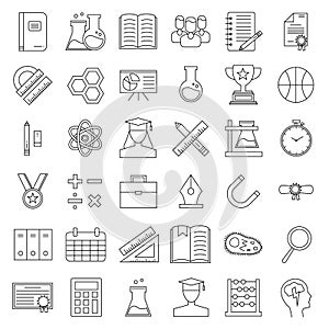 Education and back to school line icons set.