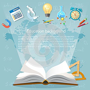 Education background open book back to school