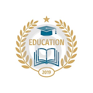 Education badge logo design. University high school emblem.