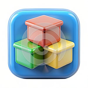Education blocks 3D icon isolated on white background