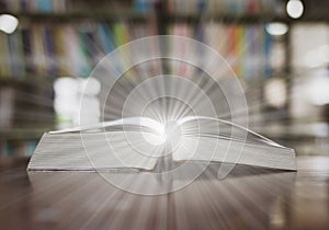 Education book library placed on the table study for knowledge learning