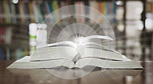 Education book library placed on the table study for knowledge learning