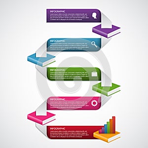 Education books step option Infographics design template.