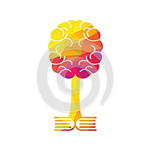 Education Brain tree logo with book concept design