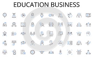 Education business line icons collection. Eloquence, Persuasion, Debate, Argumentation, Oratory, Rhetoric, Dialectic