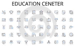 Education ceneter line icons collection. Renewable, Climate, Conservation, Ecology, Habitat, Green, Efficiency vector