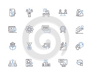 Education ceneter outline icons collection. Education, Center, Learning, Tutoring, Academy, Classes, Skills vector and
