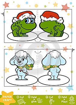 Education Christmas Paper Crafts for children, Rabbit and Frog
