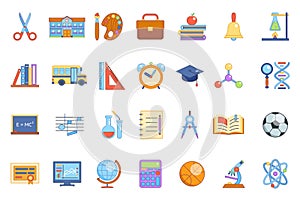 Education colladge school knowledge icons set line art outline flat design isolated vector illustration