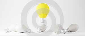 Education concept. 3d of light bulbs on white background. Modern flat design isometric concept of Education. Back to school