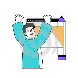 Education concept with cartoon people in flat design for web. Vector illustration