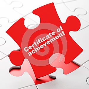 Education concept: Certificate of Achievement on puzzle background