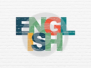 Education concept: English on wall background