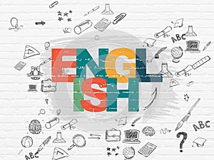 Education concept: English on wall background