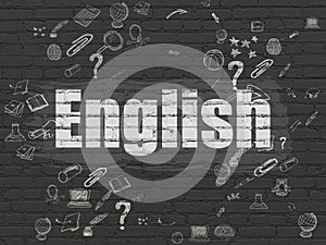 Education concept: English on wall background