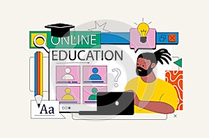 Education concept in flat neo brutalism design for web. Vector illustration