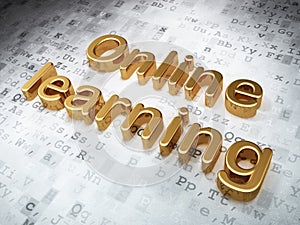 Education concept: Golden Online Learning on digital background