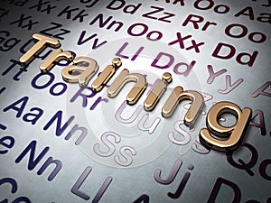Education concept: Golden Training on Alphabet background