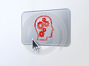 Education concept: Head With Gears on button