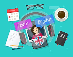 Education concept of learn english online on cellular phone or study foreign language on mobile smartphone lesson on